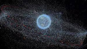 space debris orbiting Earth seen from space